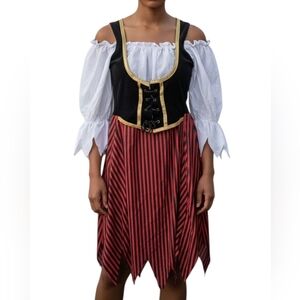 Rubie's Black & Red Striped Pirate Maiden Wench Renaissance Dress XL